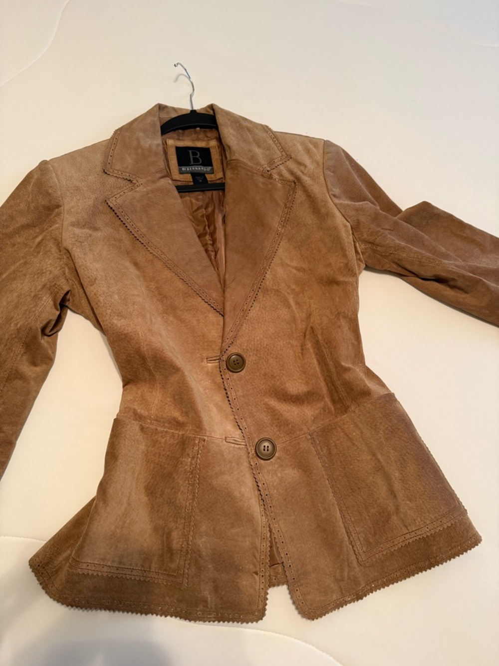 Bernardo Suede Two-Button Blazer Jacket - Brown